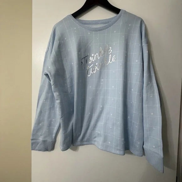 LC Lauren Conrad Twinkle Twinkle Pajamas Joggers White and Blue Size XL - Picture 3 of 11